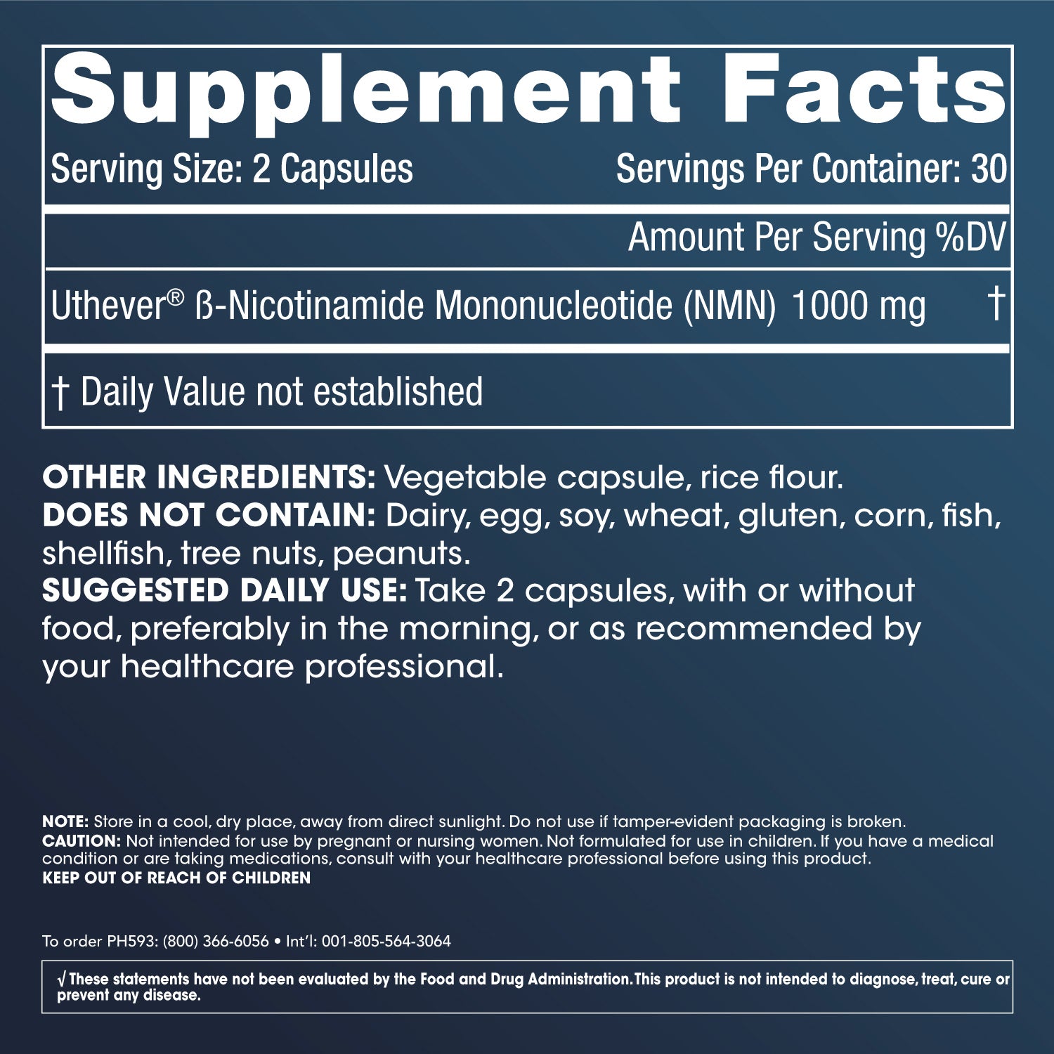 NMN Pro 1000 Supplement Facts and Label Information