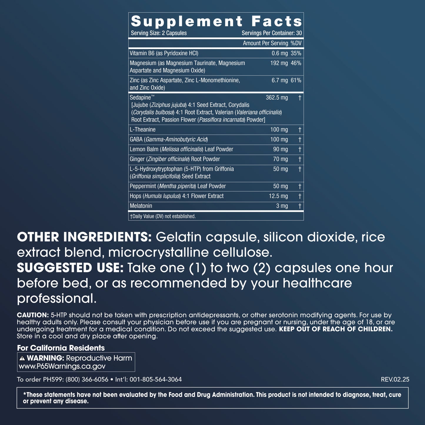 
                  
                    Sleep Longevity with Sedapine™ Supplement Facts and Label Information
                  
                