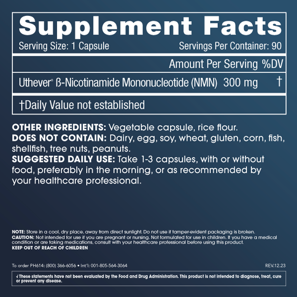 
                  
                    NMN Pro 300™ Supplement Facts and Label Information
                  
                