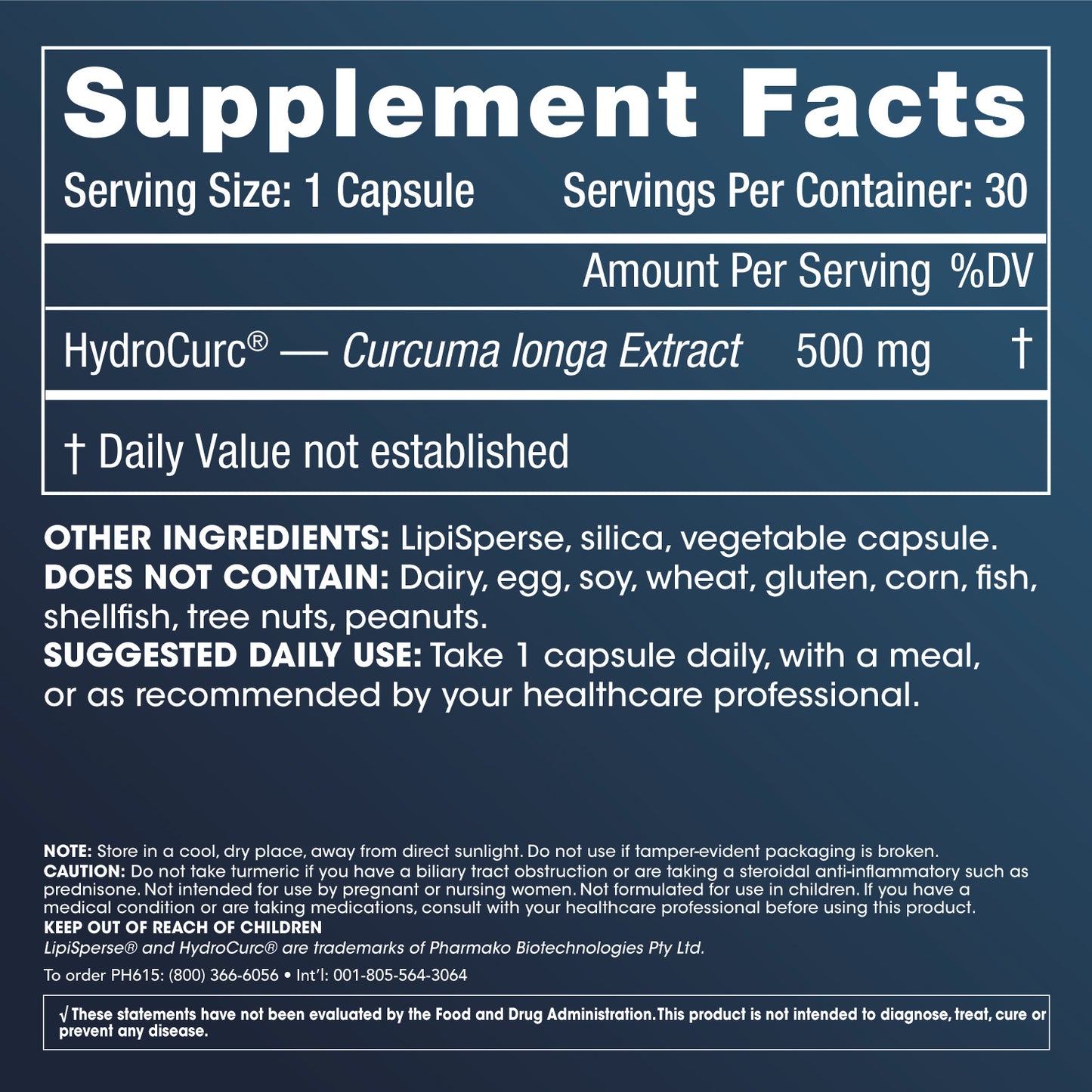 
                  
                    HydroCurc Supplement Fakta og etikettinformasjon
                  
                