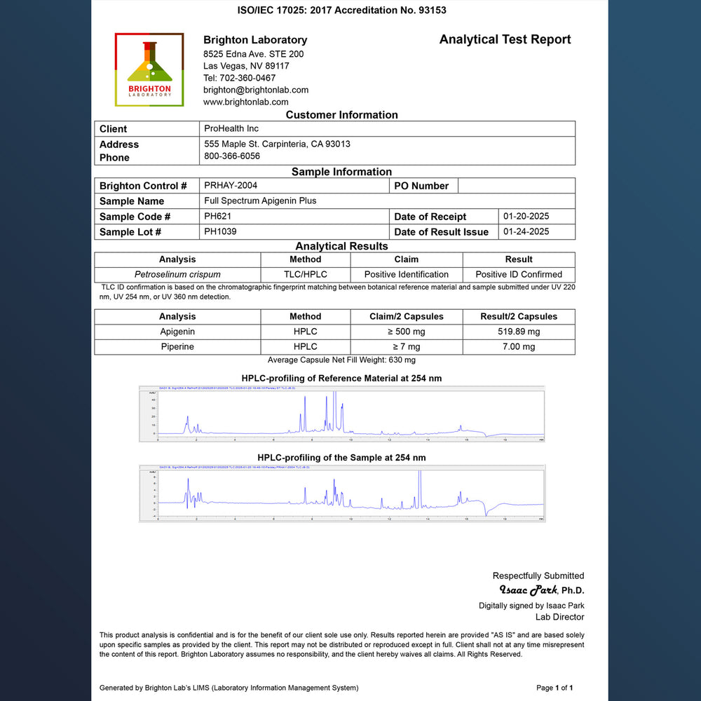 
                  
                    Full Spectrum Apigenin Plus Certificate of Analysis
                  
                