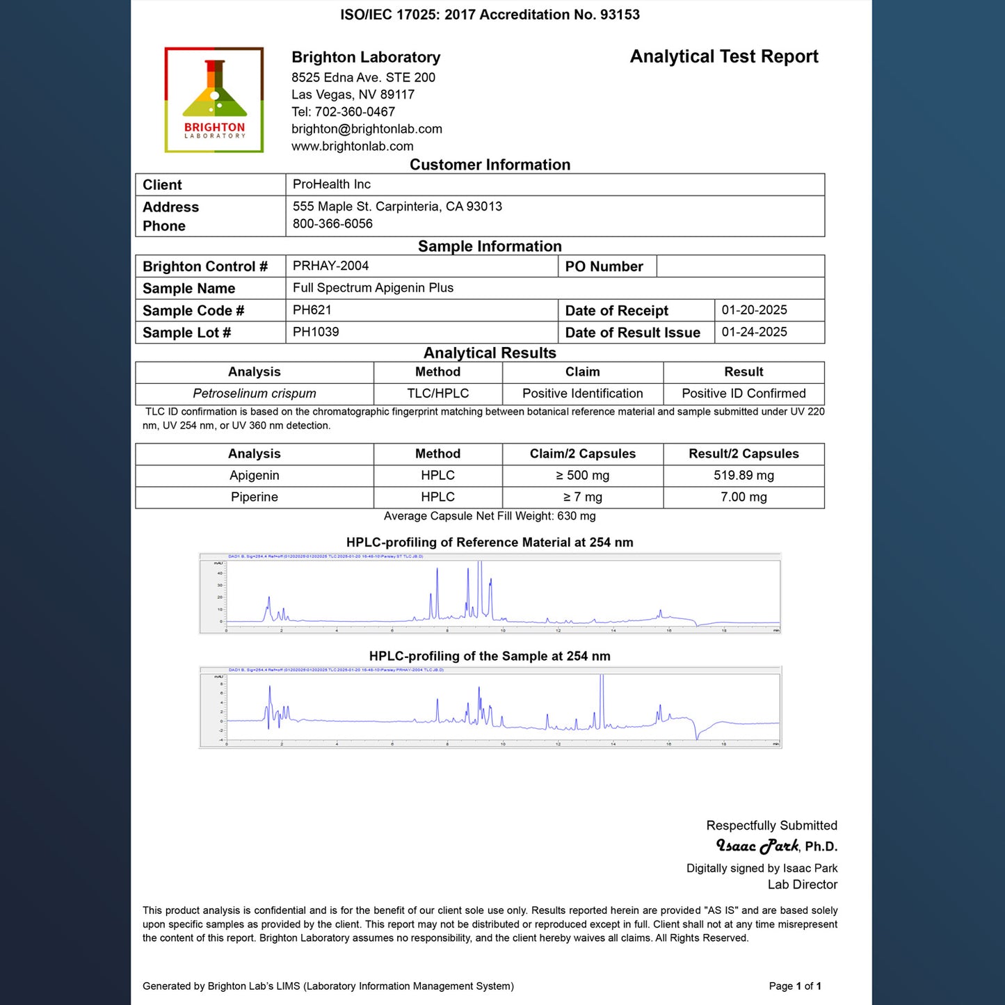 
                  
                    Full Spectrum Apigenin Plus Certificate of Analysis
                  
                
