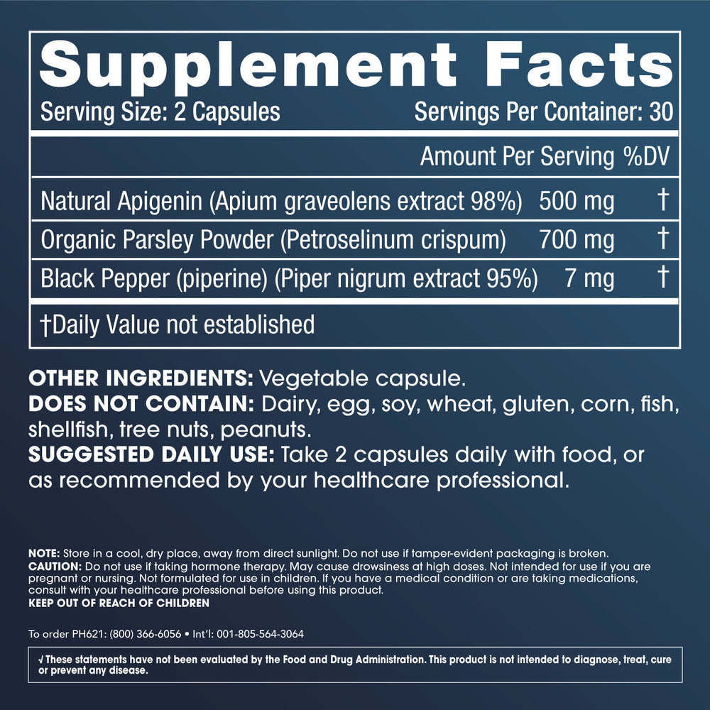 
                  
                    Full Spectrum Apigenin Plus - 500 mg per serving, 60 capsules
                  
                