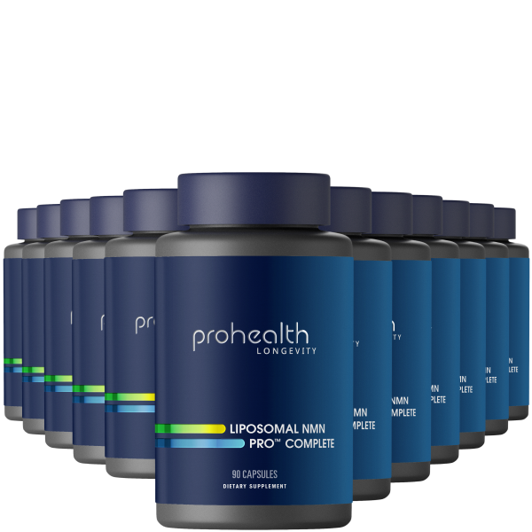 Liposomal NMN Pro Complete™  NMN, Trans-Resveratrol, TMG, 90 capsules 12-Pack Product Image