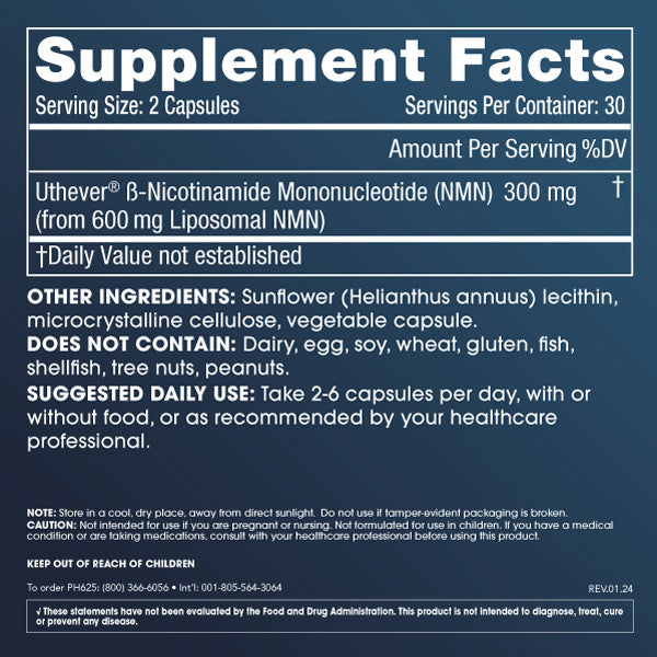 
                  
                    Liposomal NMN Pro™ 300 Supplement Facts and Label Information
                  
                