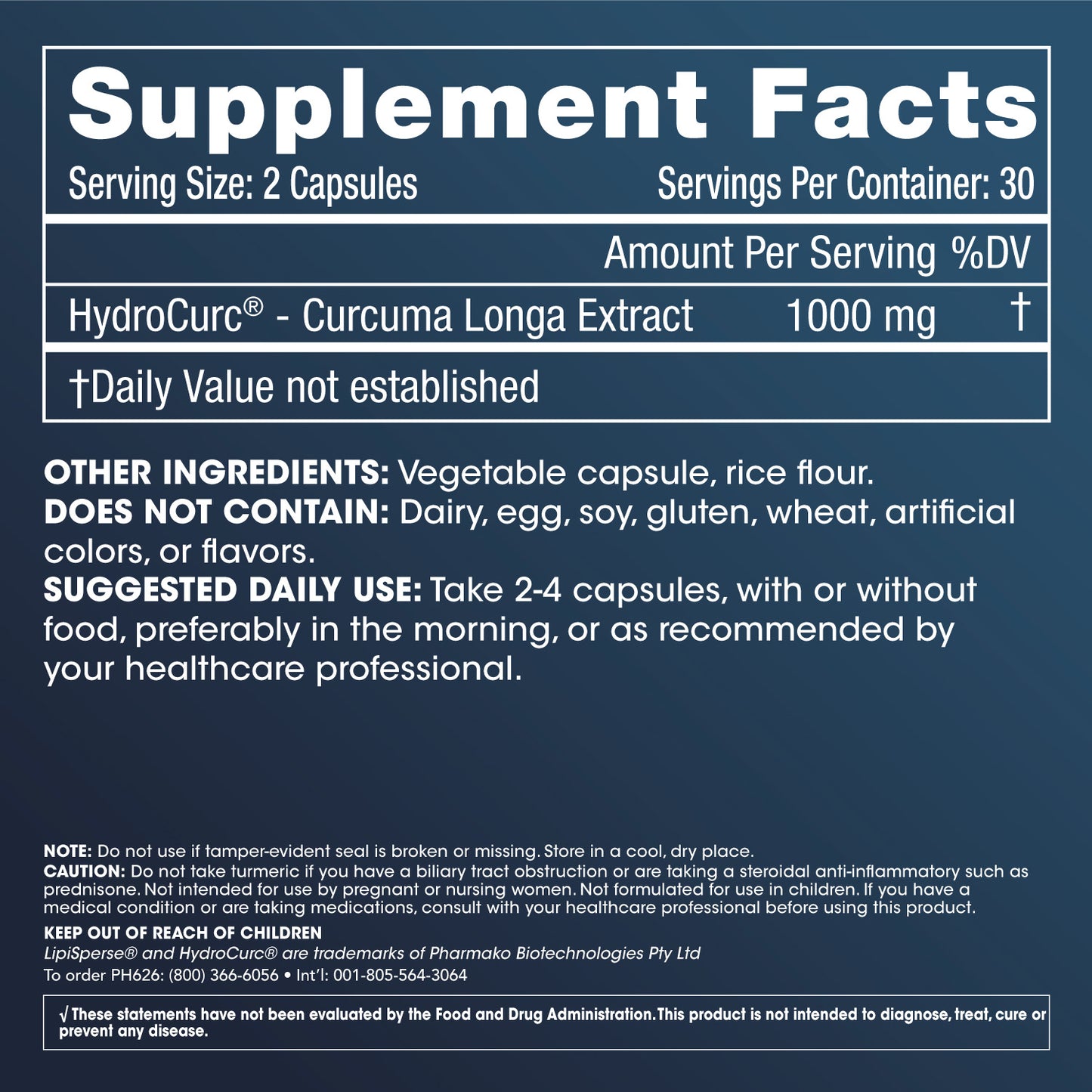 
                  
                    HydroCurc® - 1000 mg per serving, 60 capsules
                  
                