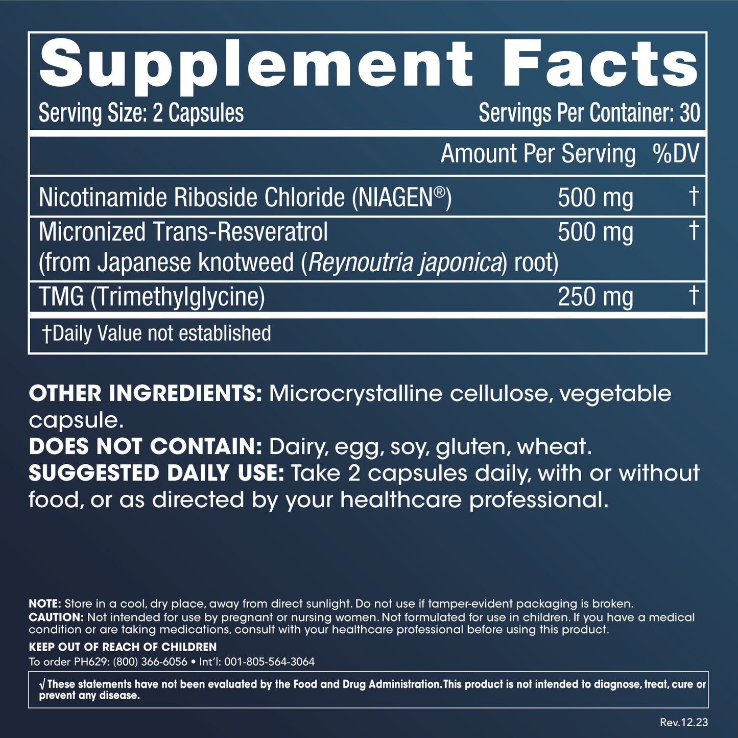 
                  
                    Nicotinamide Riboside Pro Complete Supplement Facts and Label Information
                  
                