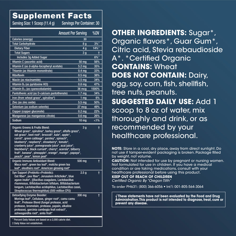 
                  
                    Longevity Green Supplement Facts
                  
                