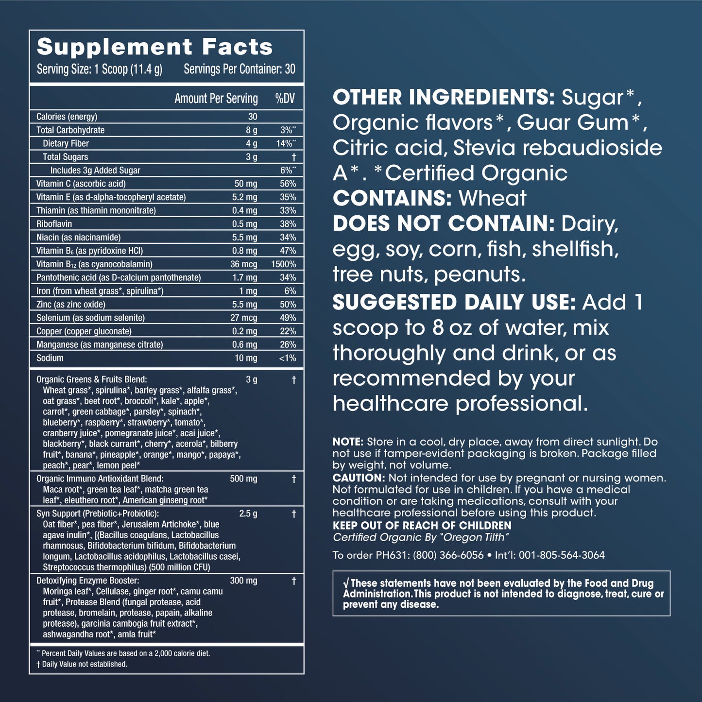 
                  
                    Longevity Green Supplement Facts
                  
                