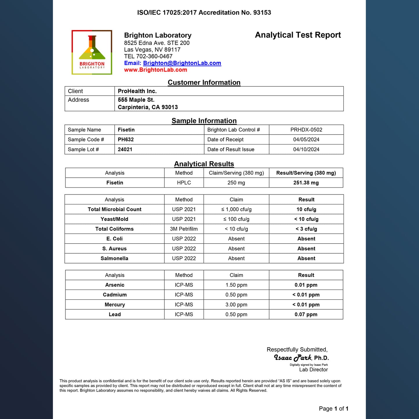 
                  
                    Pure Fisetin Certificate of Analysis
                  
                