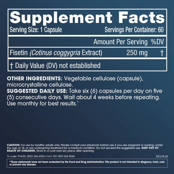 
                  
                    Pure Fisetin Supplement Facts and Label Information
                  
                