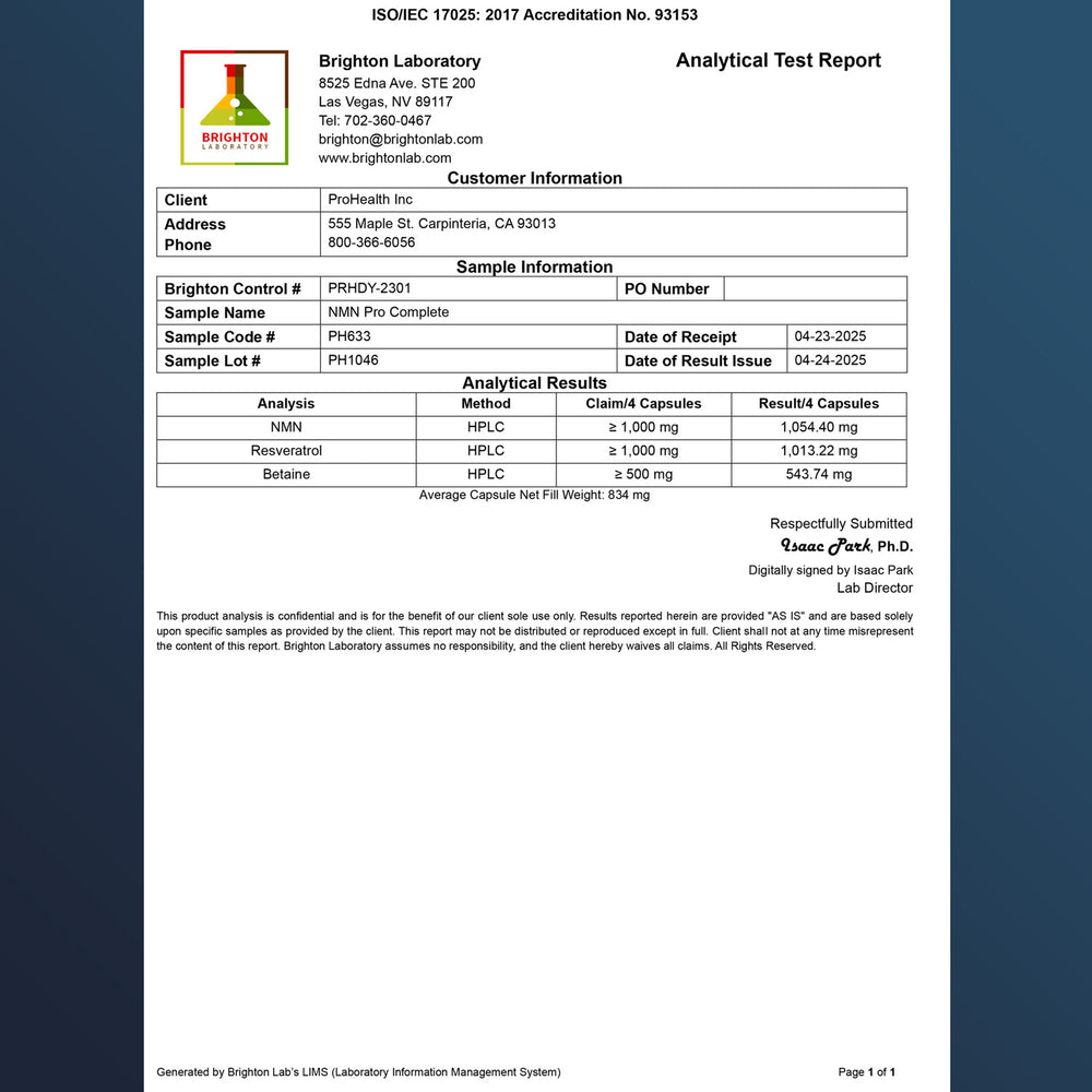 
                  
                    NMN Pro Complete Capsules Certificate of Analysis
                  
                