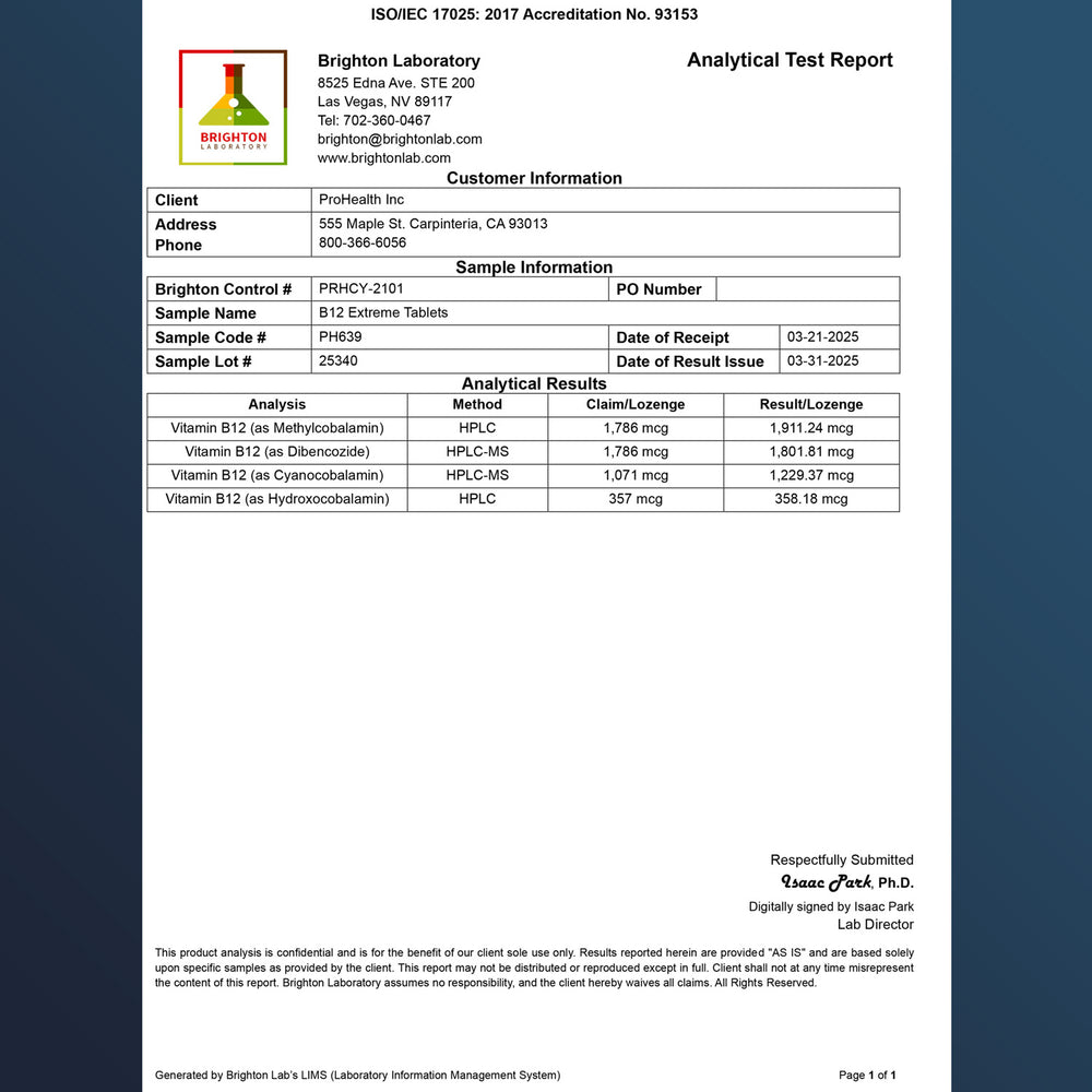
                  
                    Vitamin B-12 - 5000 mcg Certificate of Analysis
                  
                