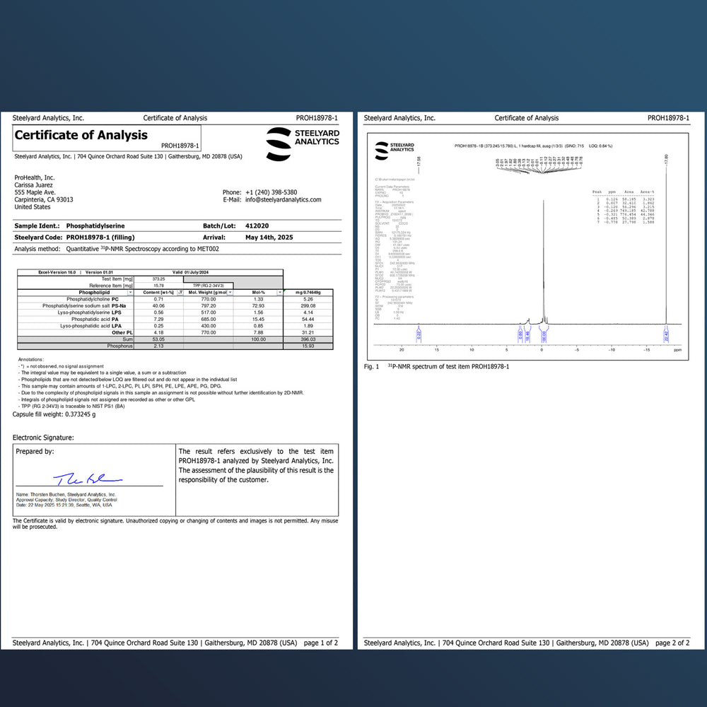 
                  
                    Phosphatidylserine Certificate of Analysis 
                  
                