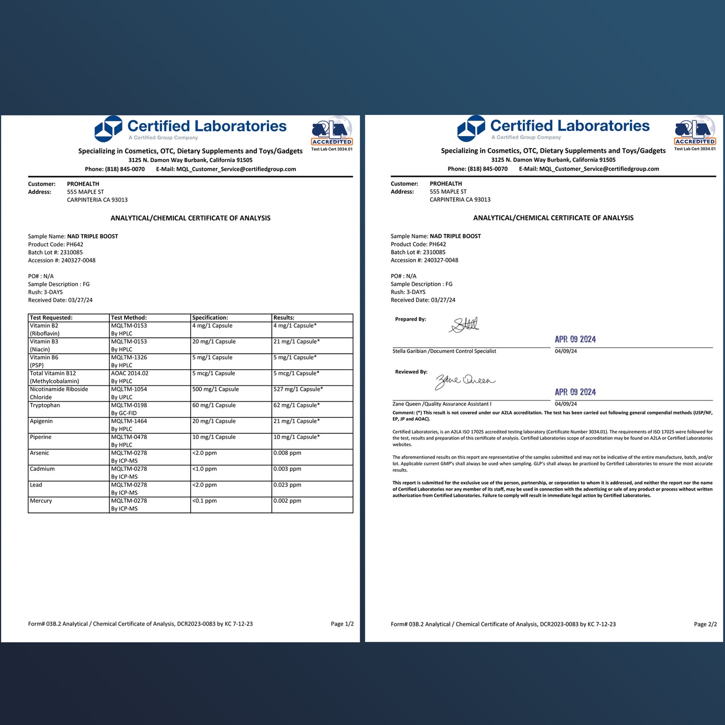 
                  
                    NAD+ Triple Boost-analysecertificaat
                  
                