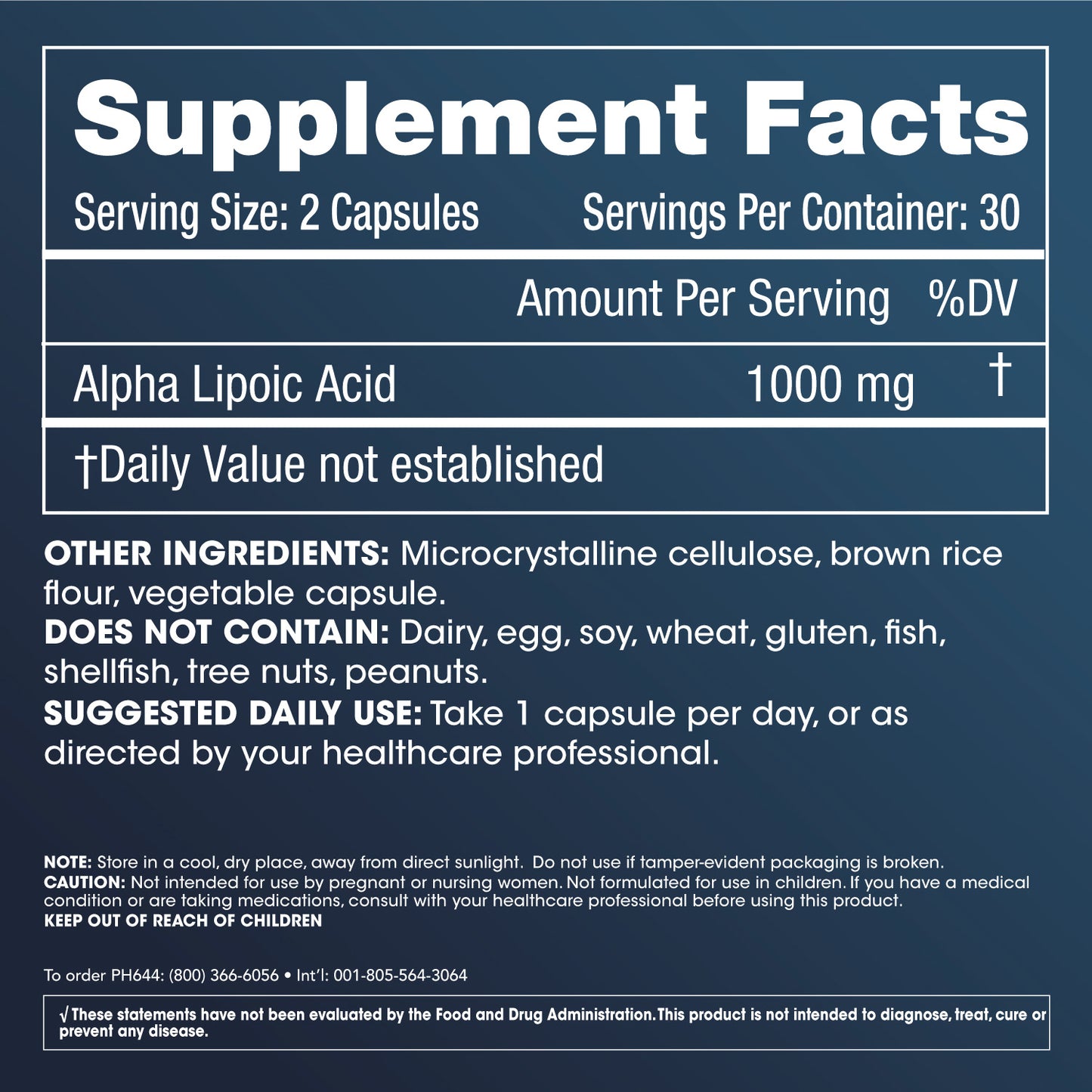 
                  
                    Alpha Lipoic Acid Supplement Fakta och etikettinformation
                  
                