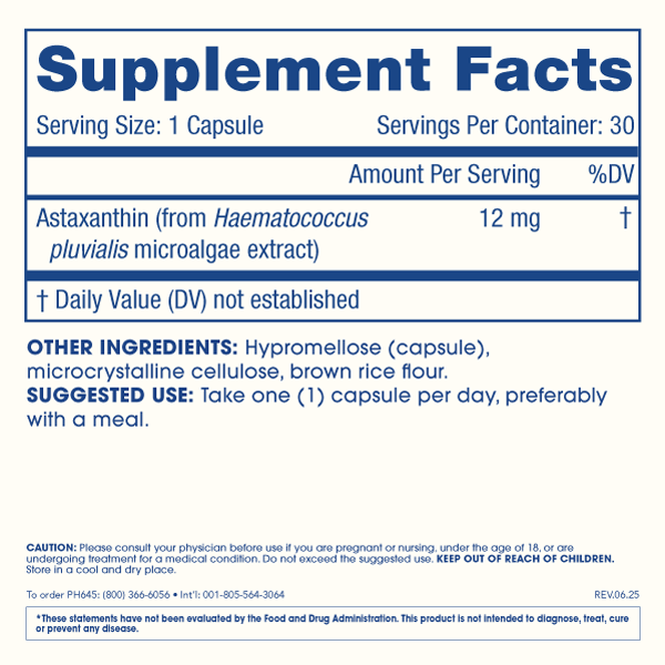 Astaxanthin - 12 mg, 30 capsules | ProHealth.com