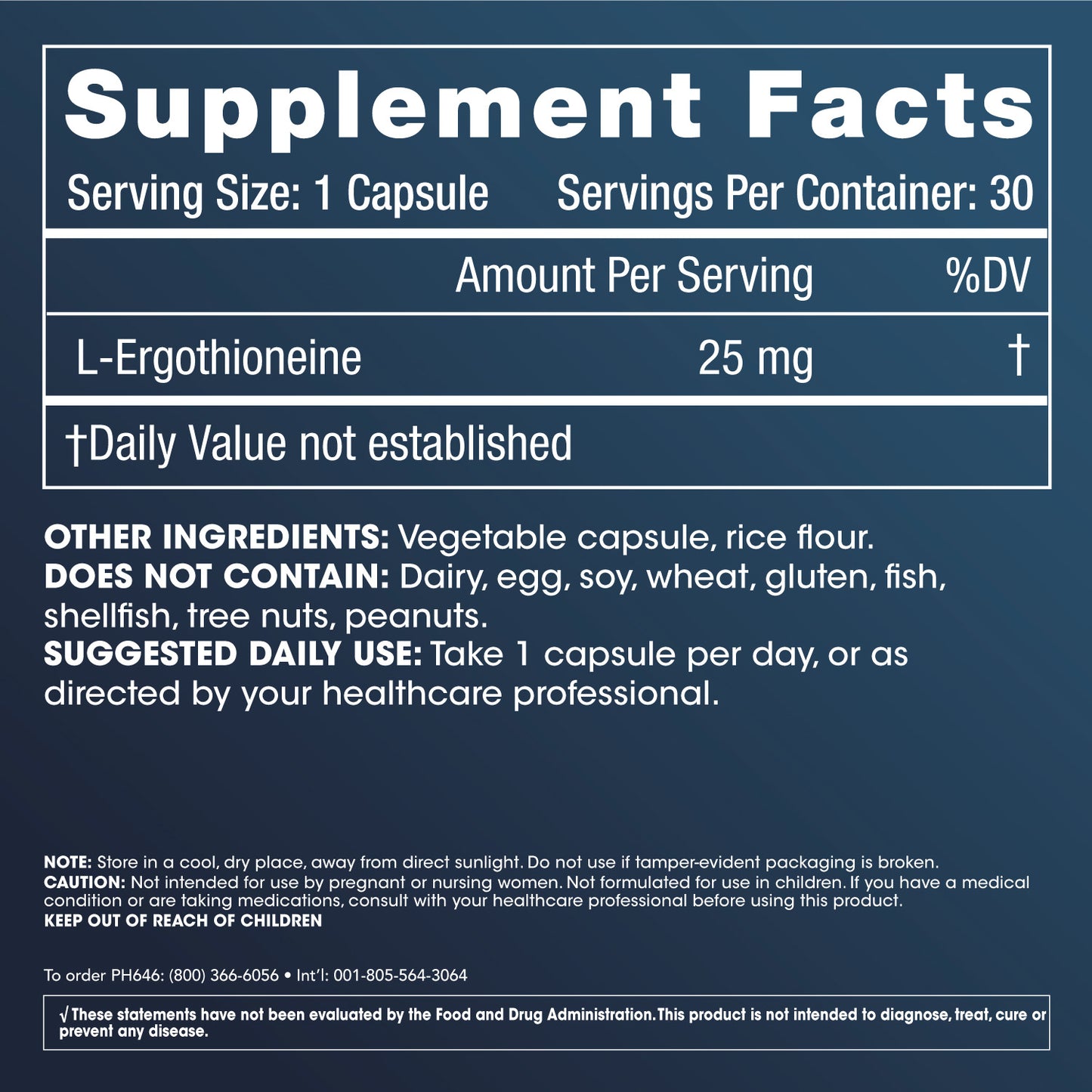 
                  
                    Ergothioneine Supplement Fakta og etikettinformasjon
                  
                