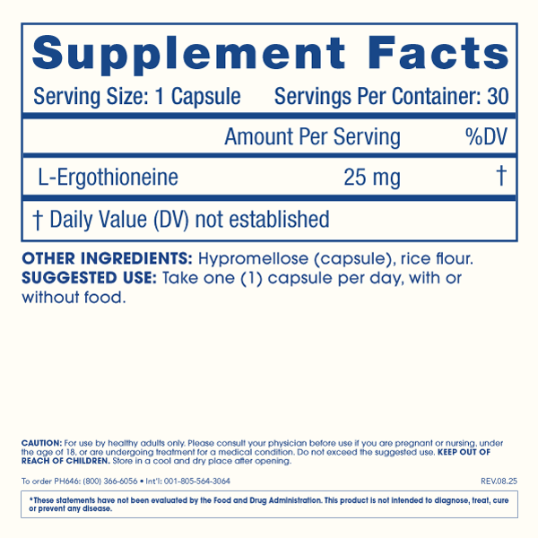 Ergothioneine (25 mg, 30 capsules)