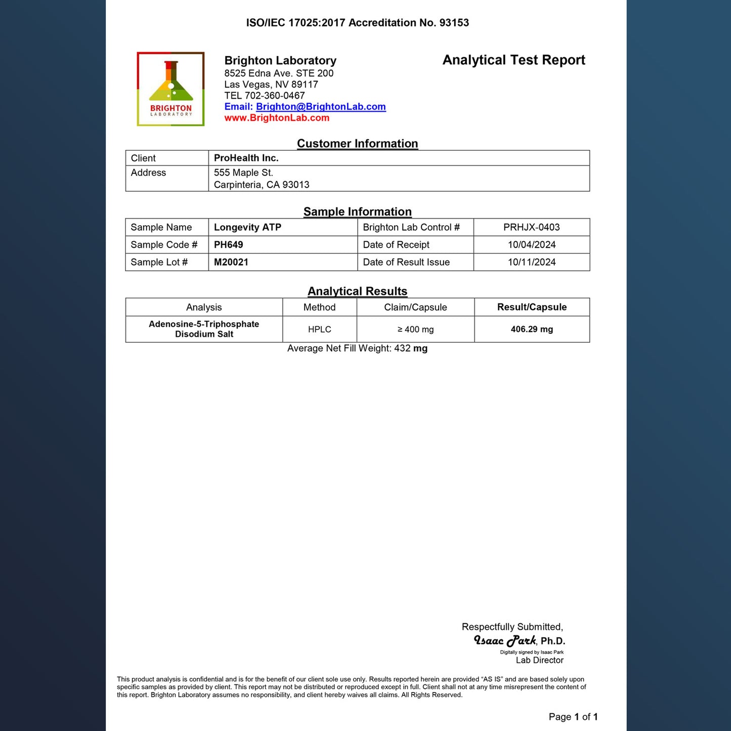 
                  
                    Longevity ATP Certificate of Analysis
                  
                