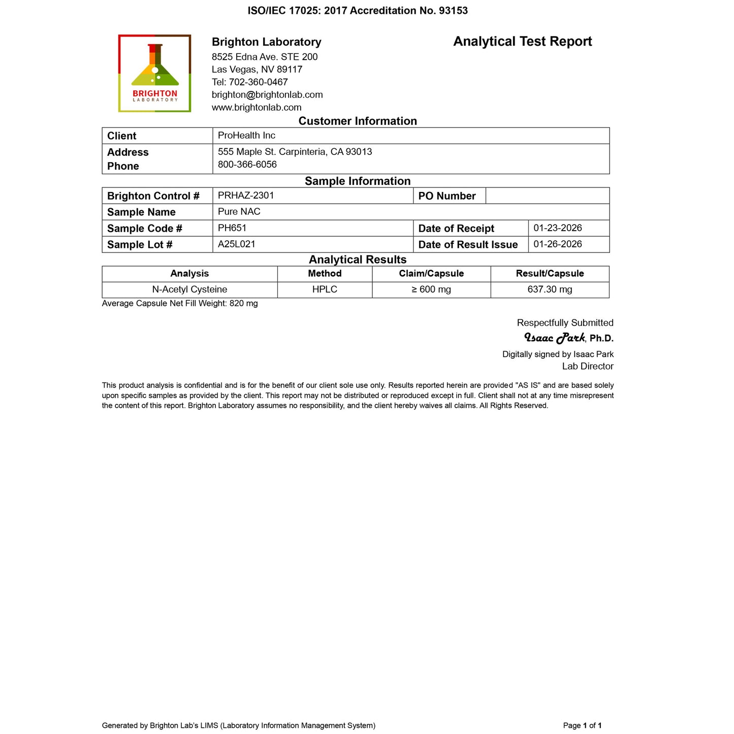 
                  
                    Pure N-Acetyl Cysteine Certificate of Analysis
                  
                