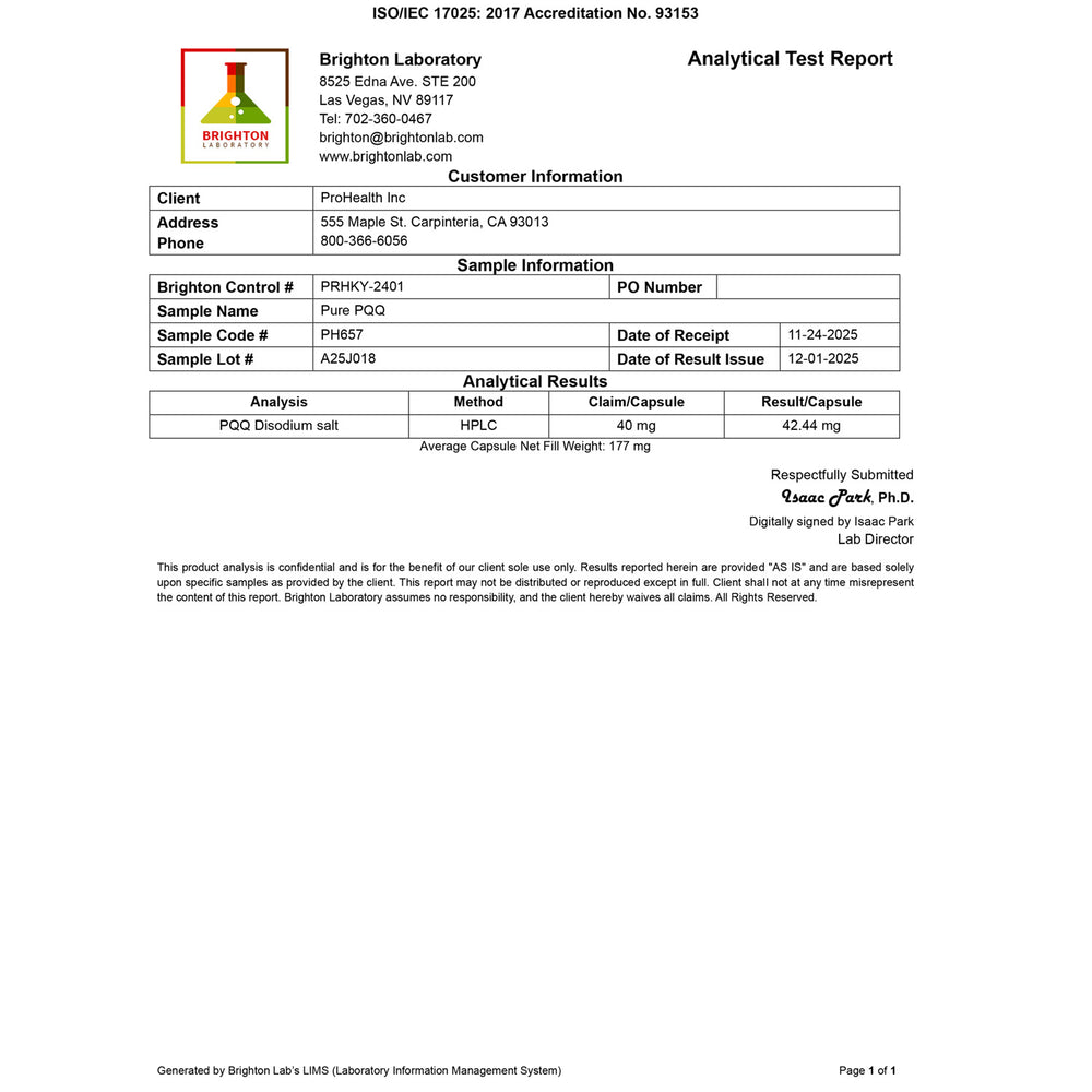 
                  
                    Pure PQQ - 40 mg, 30 capsules
                  
                