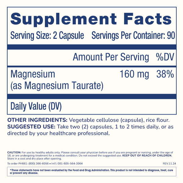 
                  
                    Pure Magnesium Taurate Supplement Facts and Label Information
                  
                