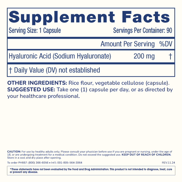 
                  
                    Hyaluronic Acid Supplement Facts Image
                  
                