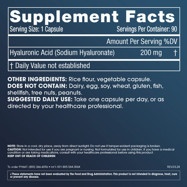 
                  
                    Hyaluronic Acid Supplement Facts and Label Information
                  
                