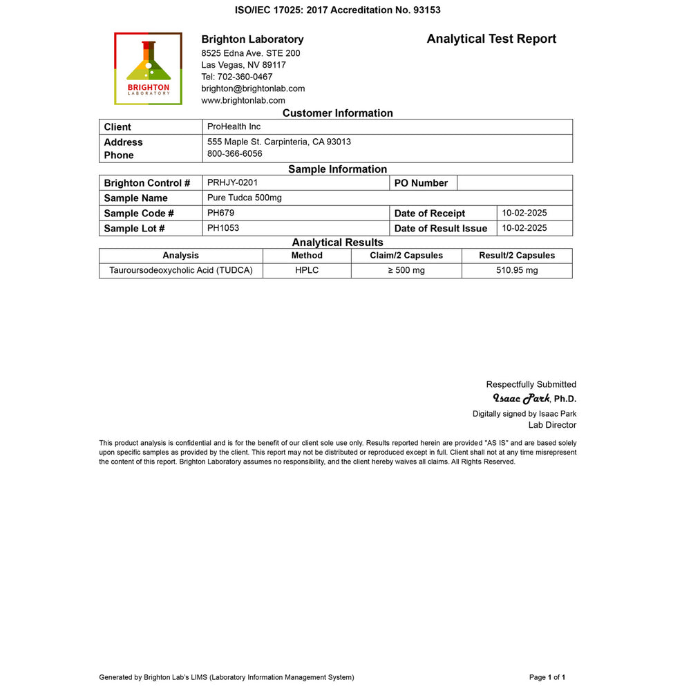 
                  
                    Pure TUDCA Certificate of Analysis
                  
                