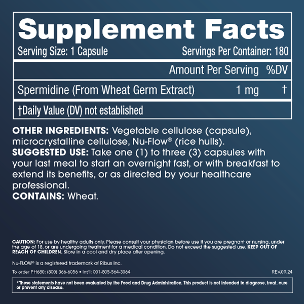 
                  
                    Pure Spermidine Supplement Facts and Label Information
                  
                