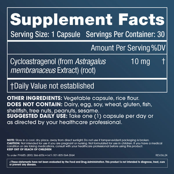 
                  
                    Cycloastragenol  Supplement Facts and Label Information
                  
                