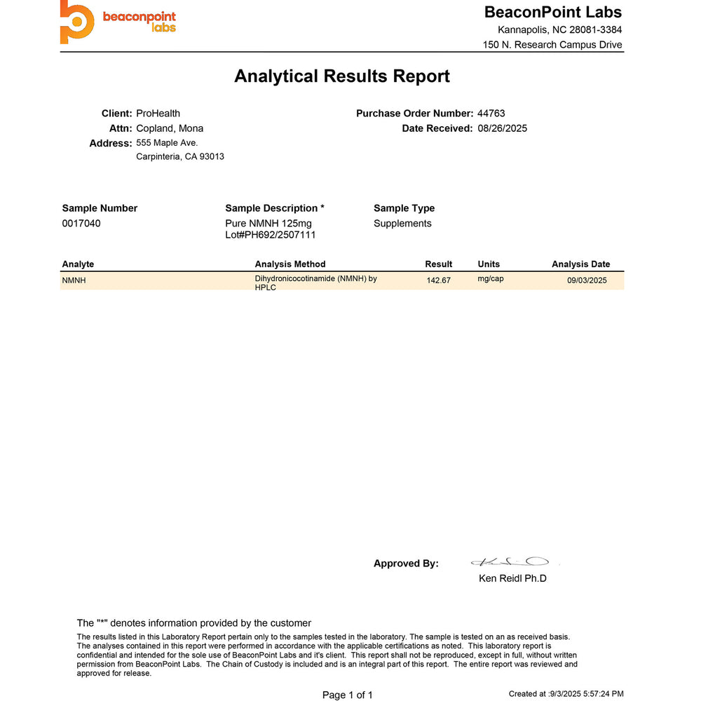 
                  
                    Pure NMNH Certificate of Analysis
                  
                