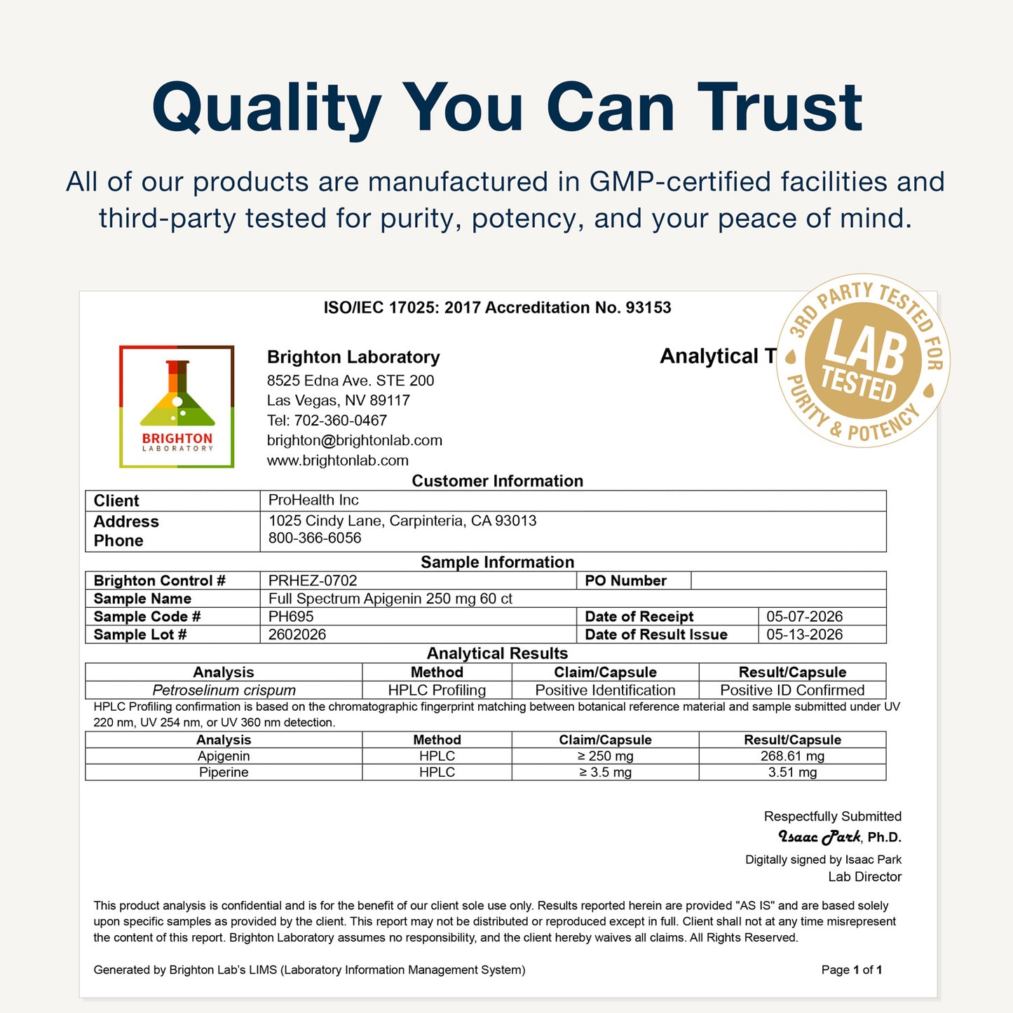 
                  
                    Full Spectrum Apigenin Plus Certificate of Analysis
                  
                