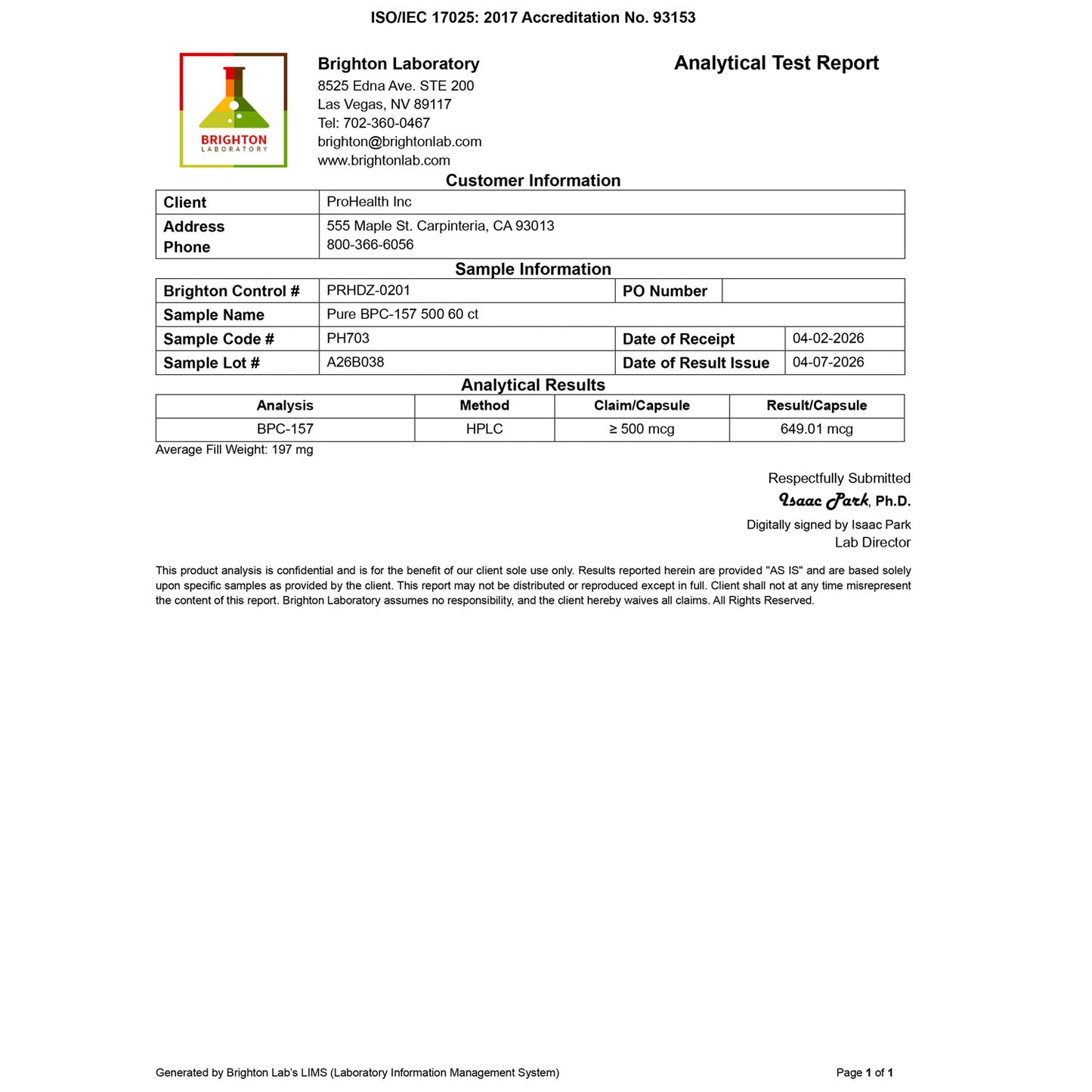 
                  
                    BPC-157 Certificate of Analysis
                  
                
