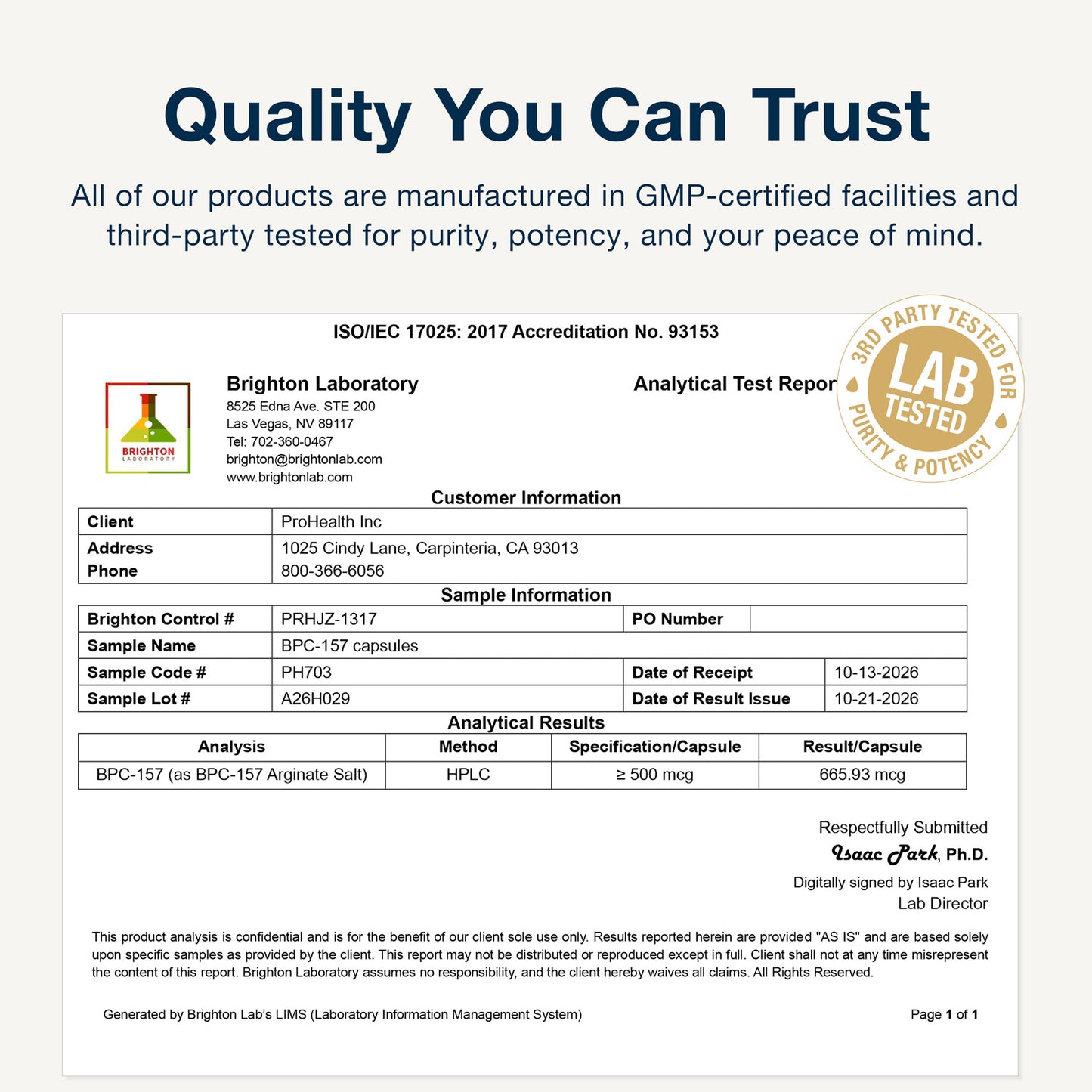 
                  
                    BPC-157 Certificate of Analysis
                  
                