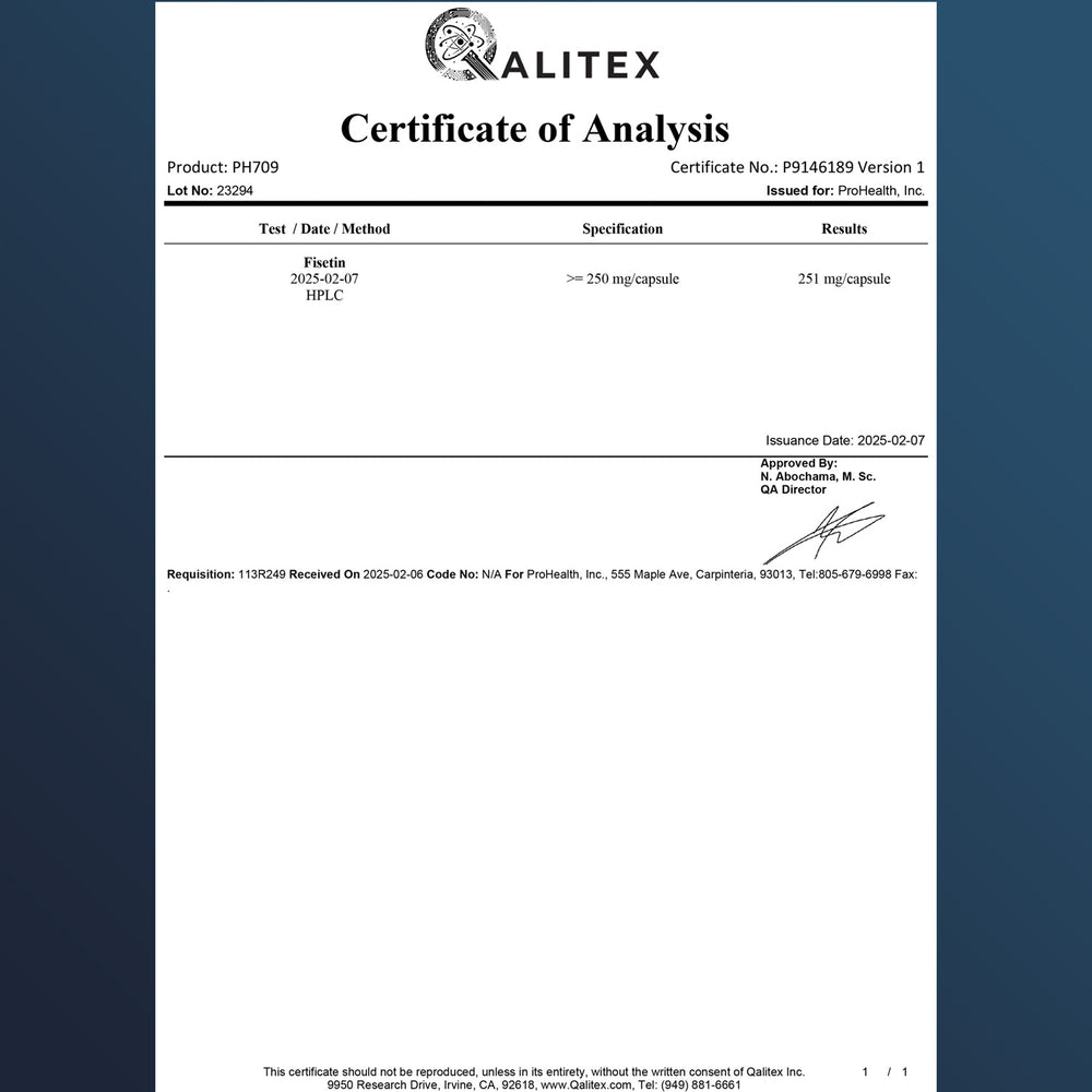 
                  
                    Pure Fisetin Certificate of Analysis
                  
                
