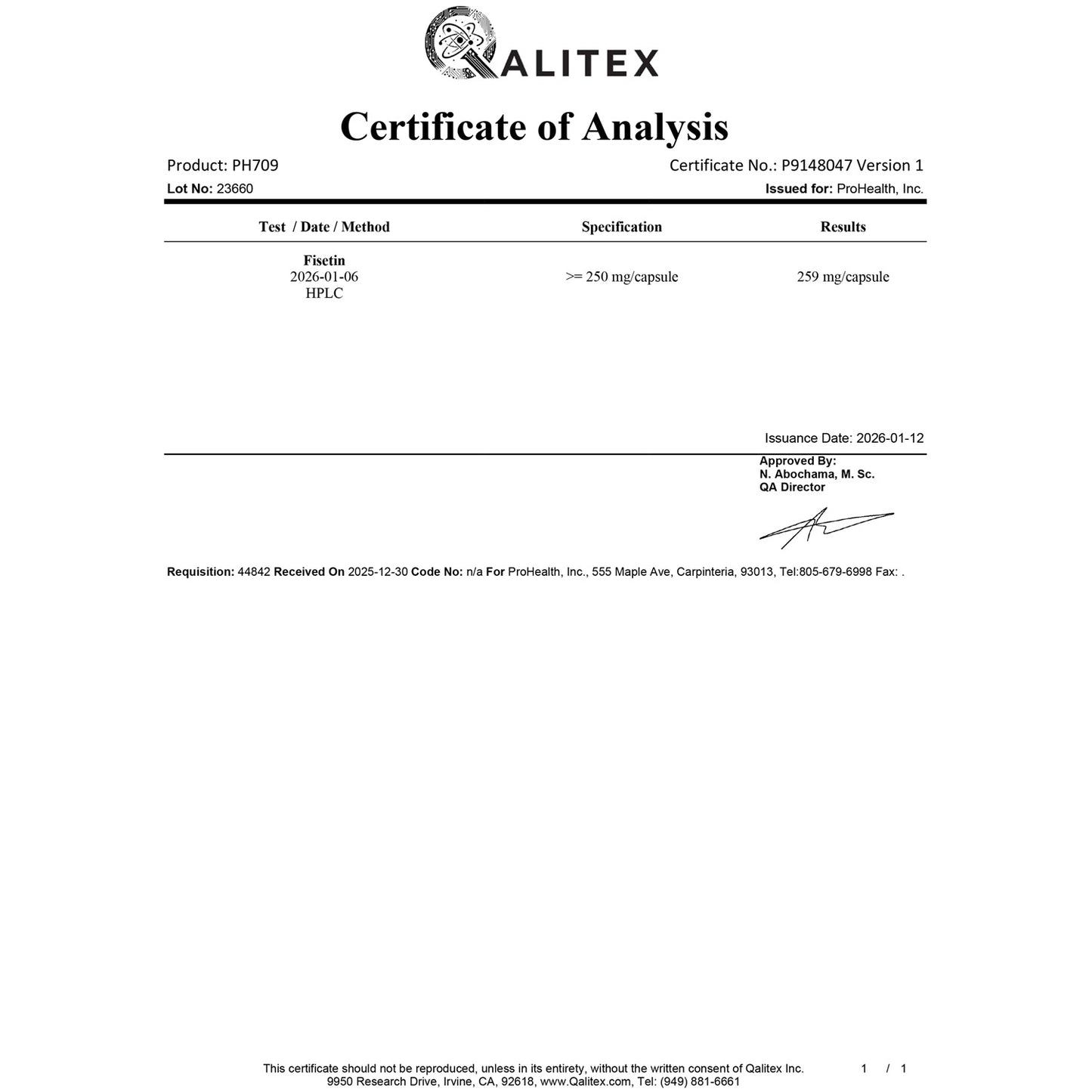 
                  
                    Pure Fisetin Certificate of Analysis
                  
                