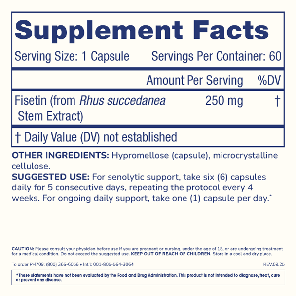 
                  
                    Pure Fisetin Supplement Facts
                  
                