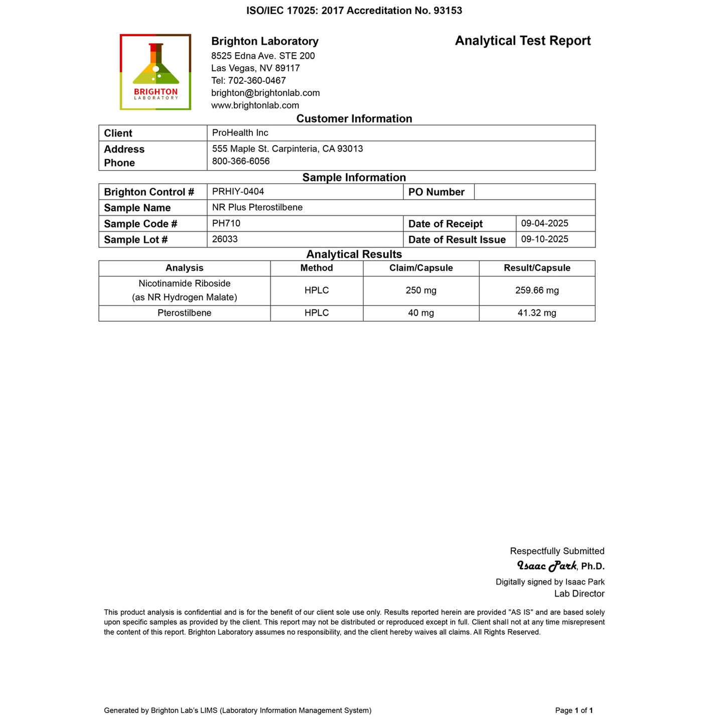 
                  
                    Nicotinamide Riboside + Pterostilbene Certificate of analysis
                  
                