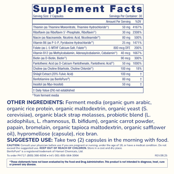 
                  
                    Longevity B-Complex Supplement Facts Image
                  
                