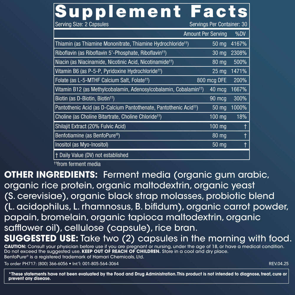 
                  
                    Longevity B-Complex Supplement Facts Image
                  
                