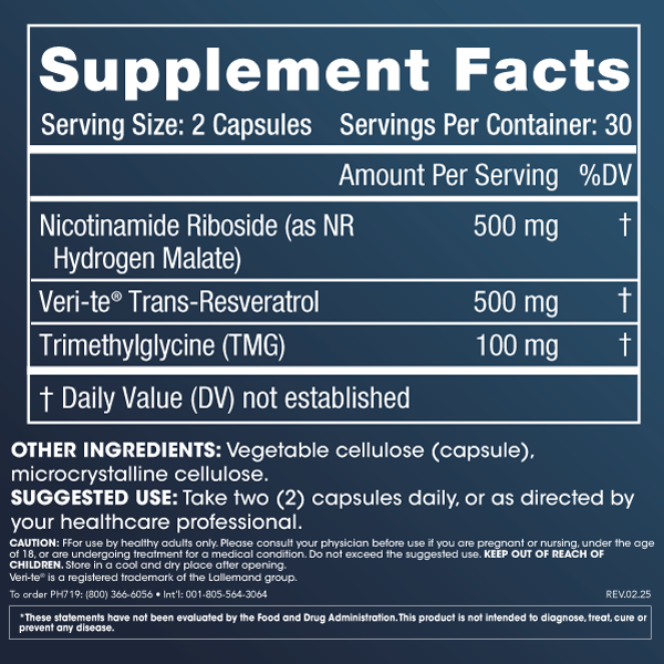 
                  
                    Nicotinamide Riboside Pro Complete Supplement Facts Image
                  
                