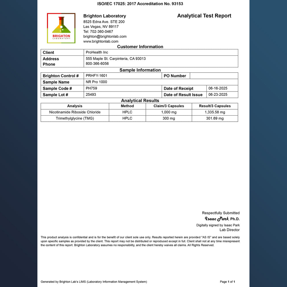 
                  
                    NR Pro 1000 90 capsules Certificate of Analysis
                  
                