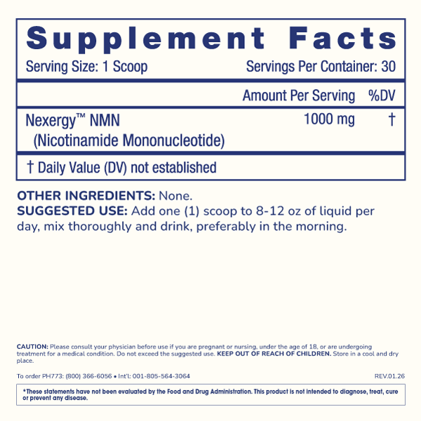 
                  
                    Essentials NMN Powder 30 grams Supplement Facts Image
                  
                