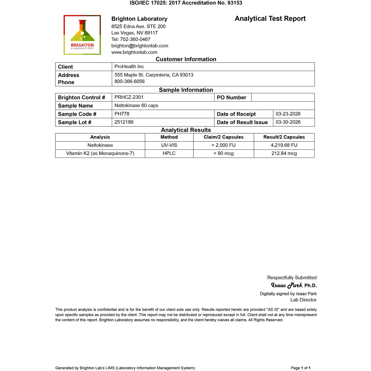 
                  
                    Nattokinase Pro 2000 Certificate of Analysis
                  
                