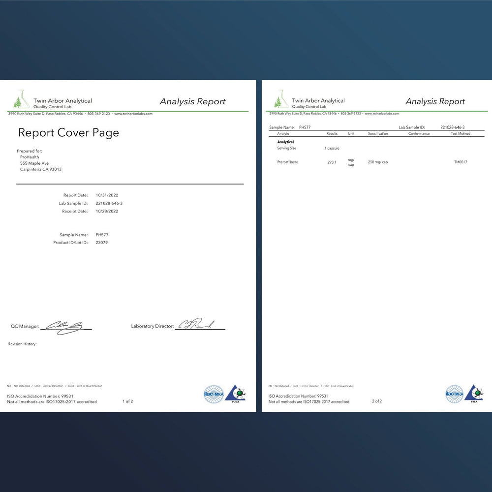 
                  
                    Pterostilbene Pro 250 Certificate of Analysis
                  
                