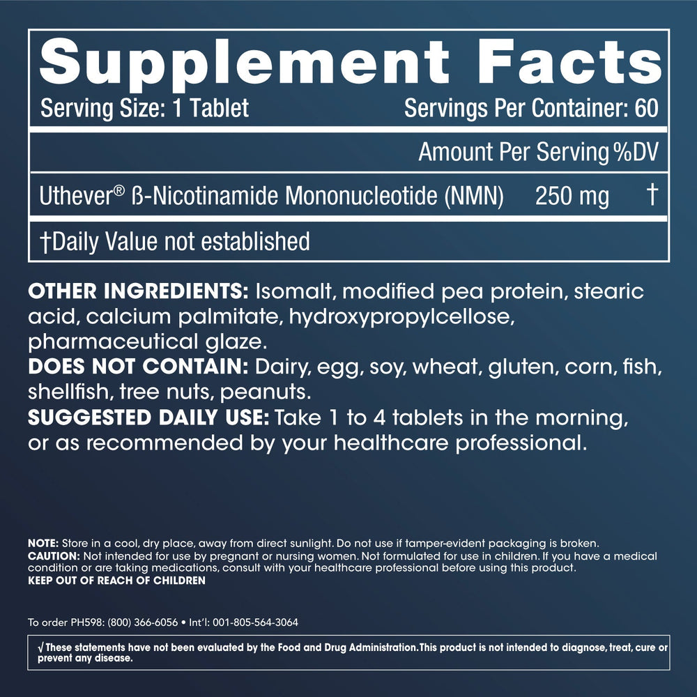 
                  
                    NMN Pro 250™ Sustained Release Supplement Facts and Label Information
                  
                