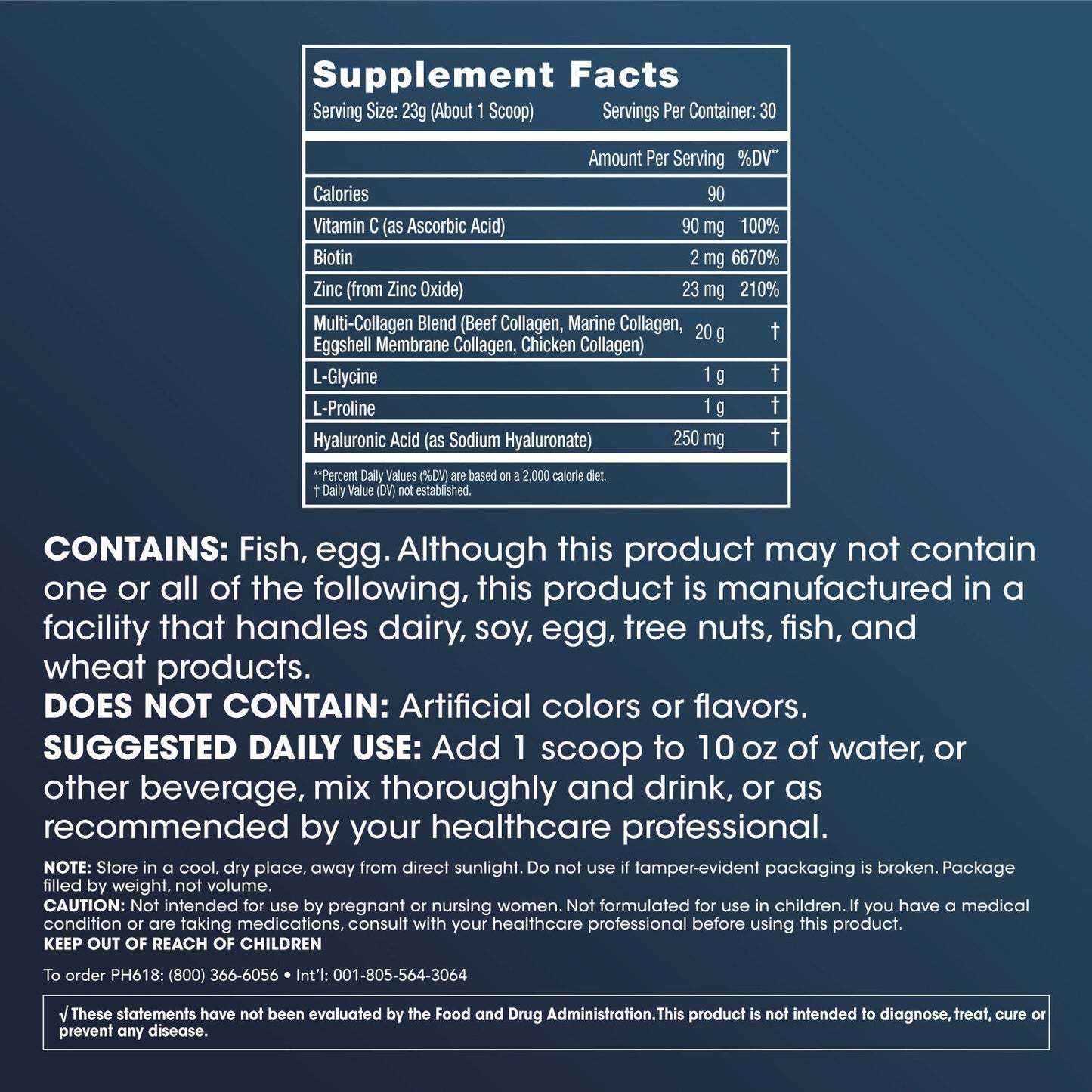 
                  
                    Collagène de longévité + Peptides de collagène hydrolysés de TYPE I, II, III, V et X Informations sur le supplément en poudre sans saveur et informations sur l'étiquette
                  
                